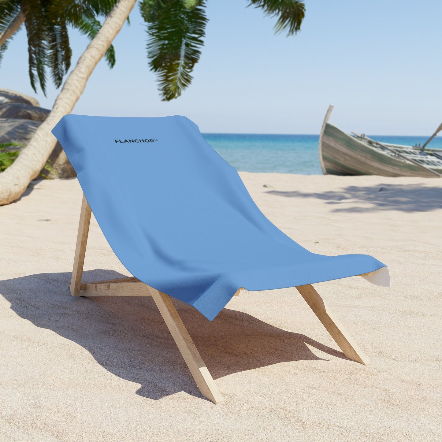 FLANCHOR Light Blue Beach Towel — Soft Quick-Dry Sand & Pool Towel